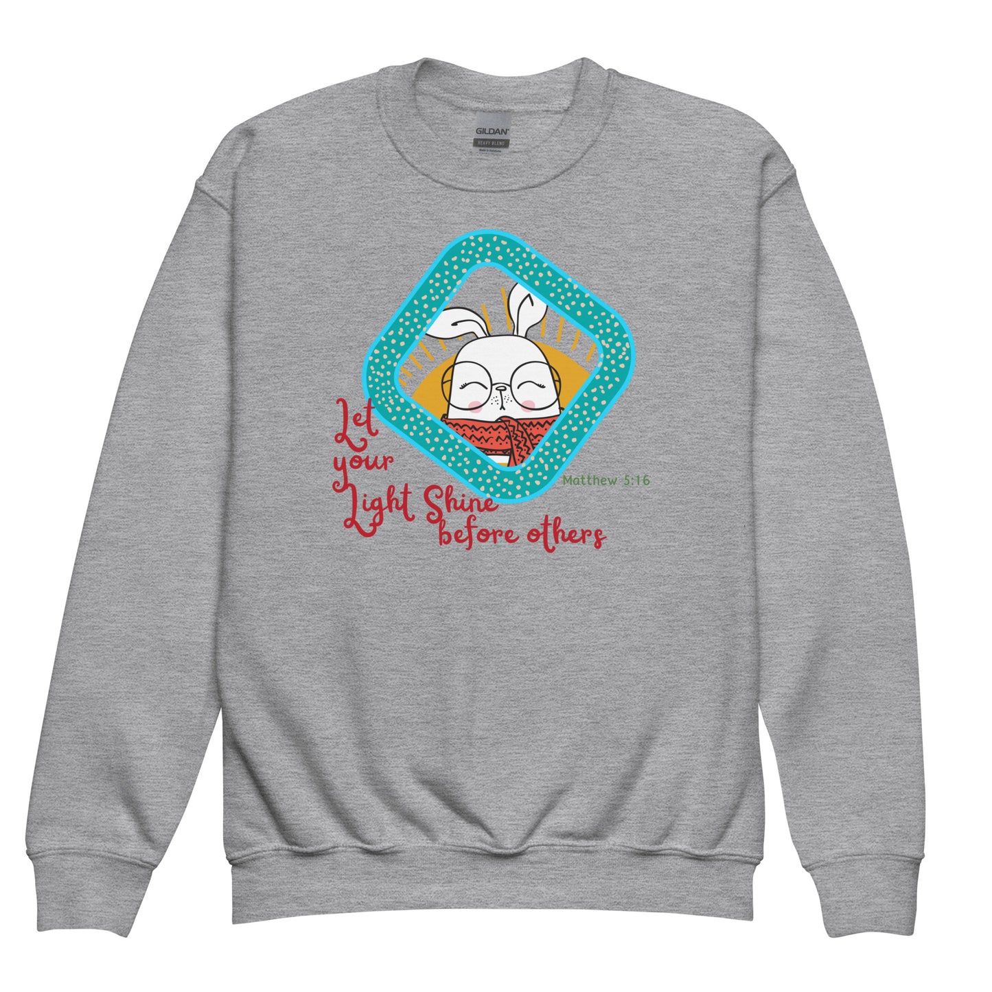 Let Your Light Shine Before Others ,Matthew 5:16,  Youth crewneck sweatshirt