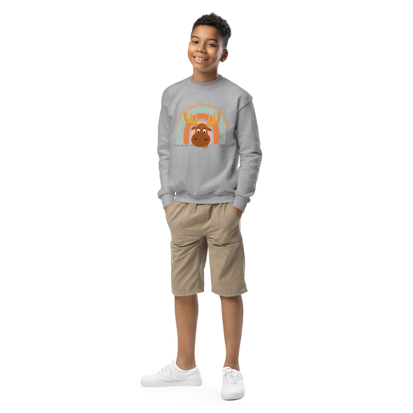 This is the Day the Lord Has Made, Psalm 118:24, Youth crewneck sweatshirt