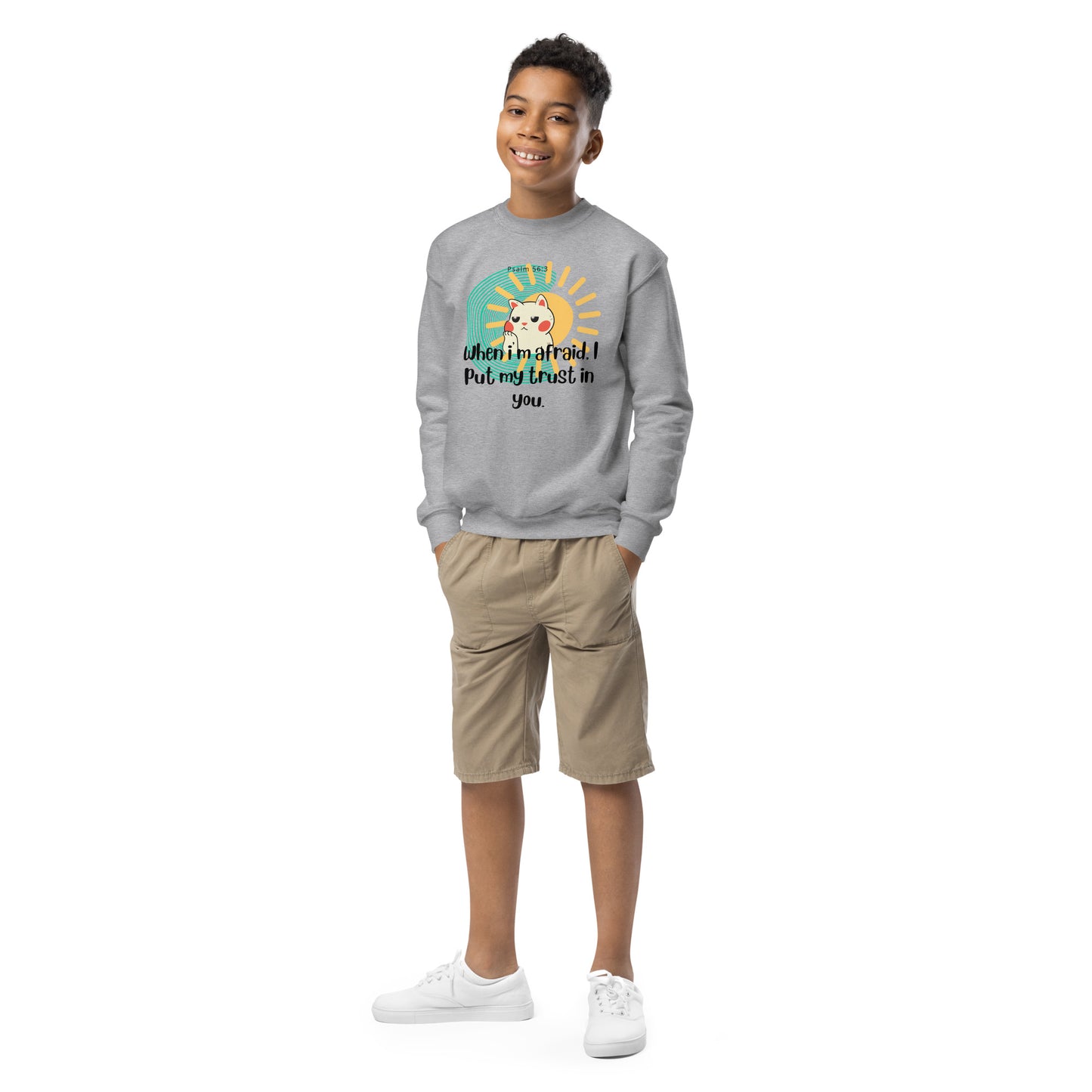 When I'm Afraid, I Put My Trust in You,  Psalm 56:3, Youth crewneck sweatshirt