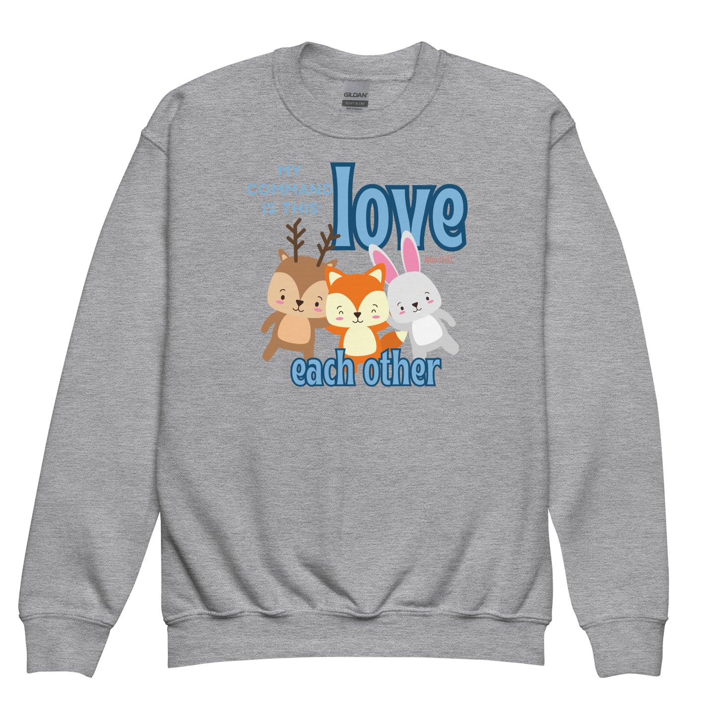 Love Each Other as I Have Loved You, John 15:12, Youth crewneck sweatshirt