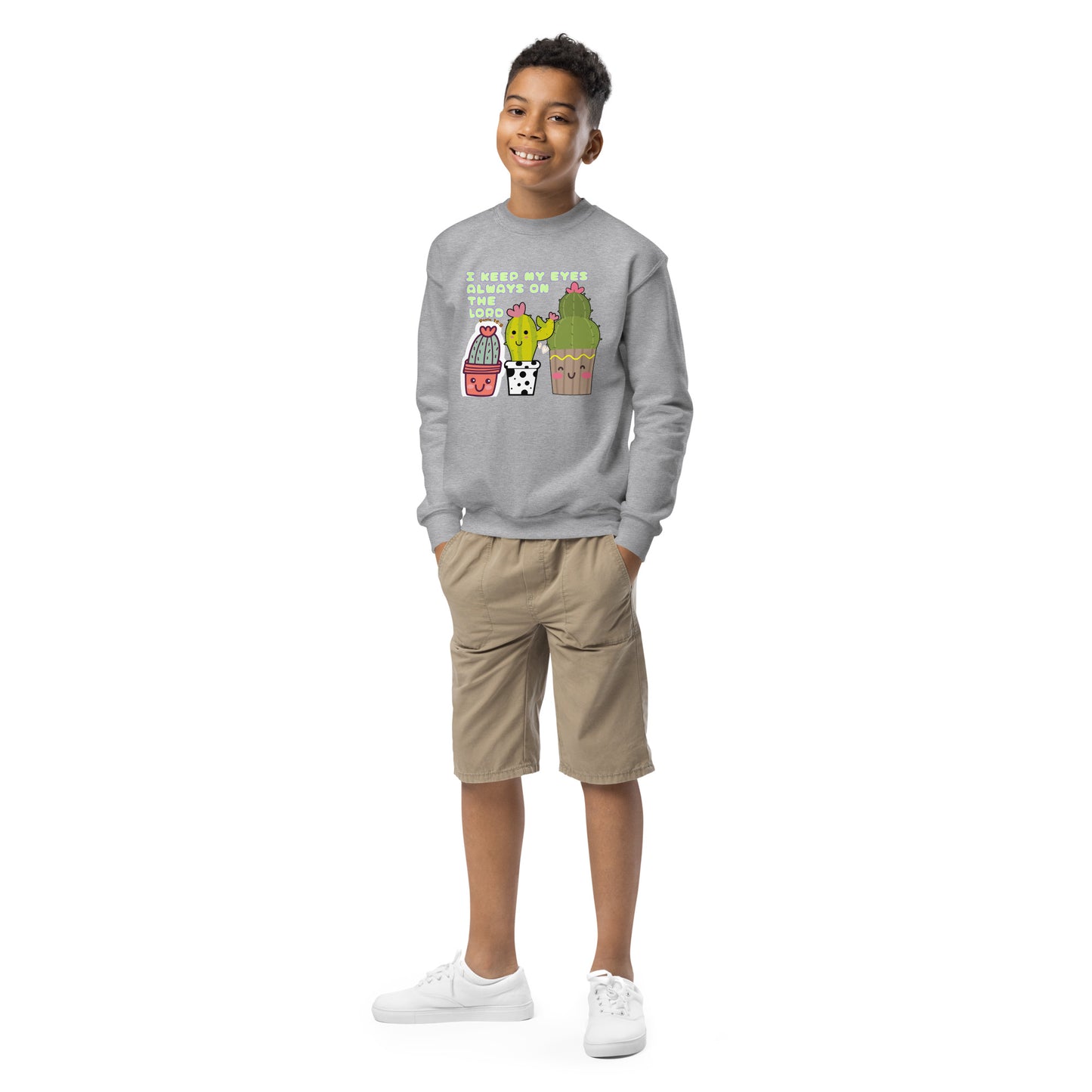 I Keep My Eyes Always on the Lord, Psalm 16:8, Youth crewneck sweatshirt