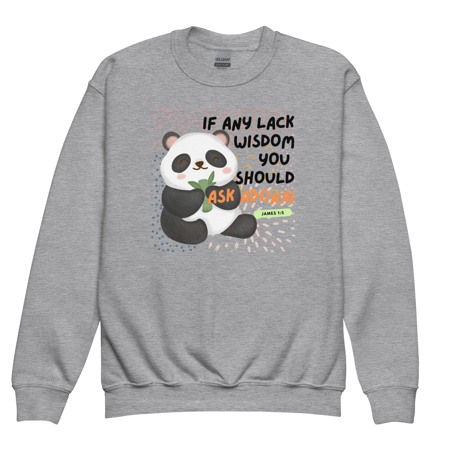 If Any Lack Wisdom, Ask Adonai, James 1:5, Youth crewneck sweatshirt