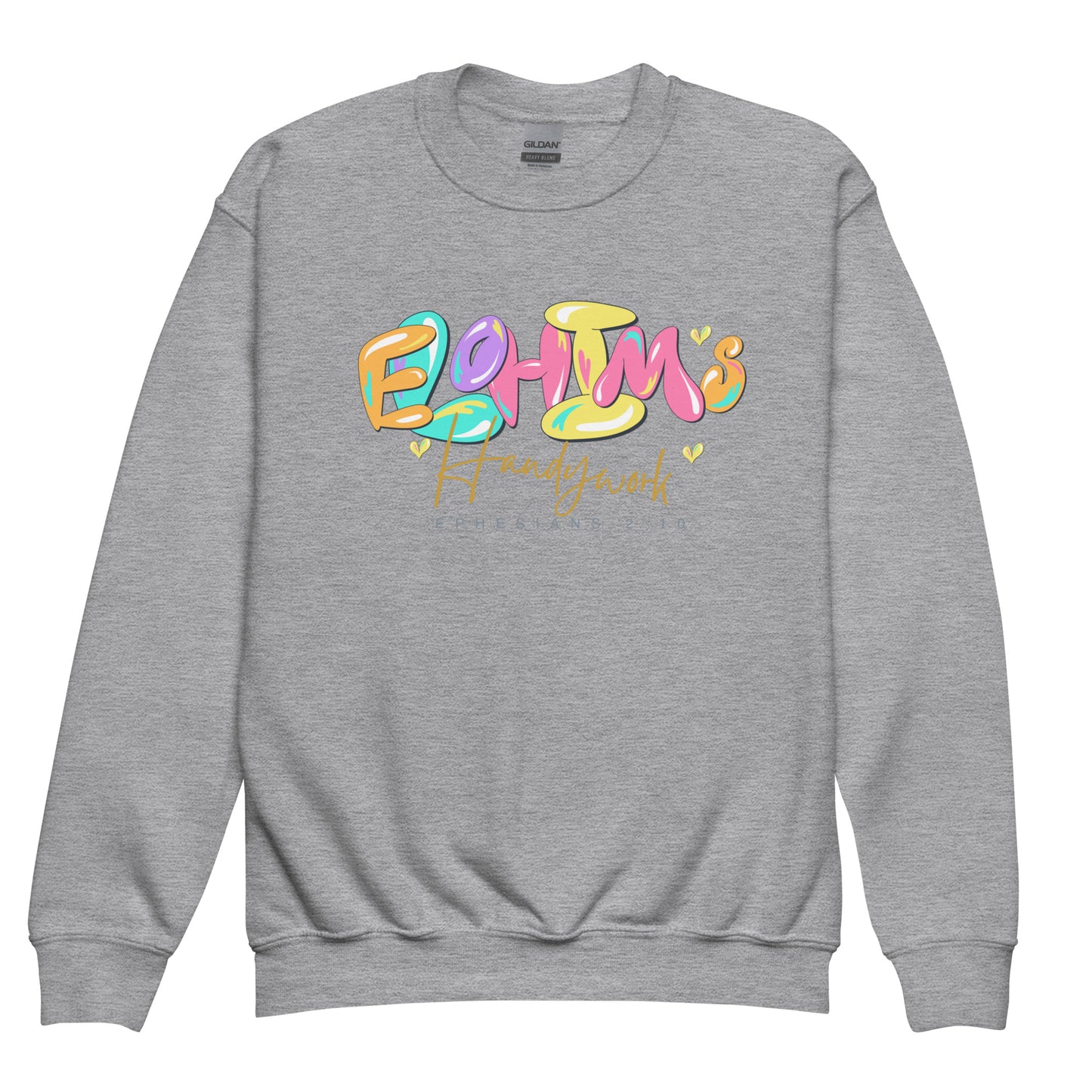 Elohim's handiwork", Ephesians 2:10, Youth crewneck sweatshirt