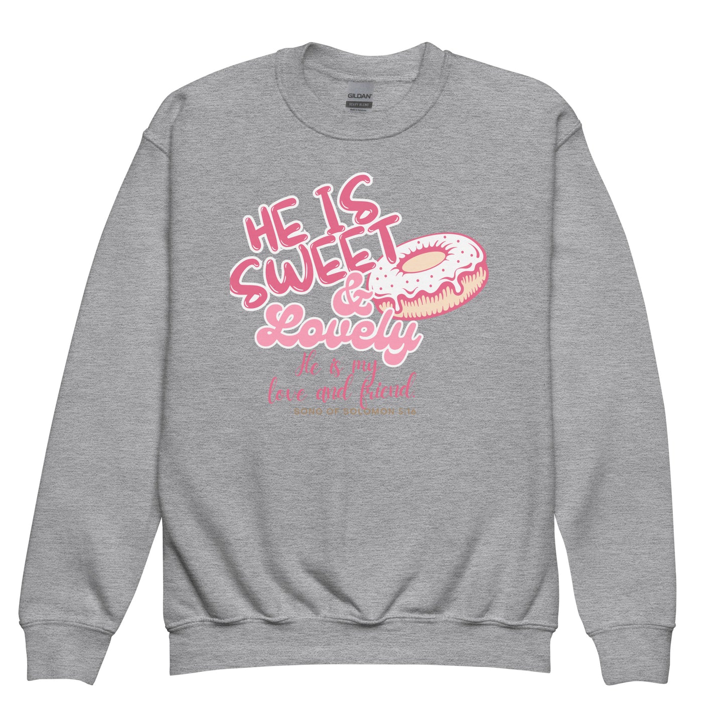 He Is Sweet and Lovely", Song of Solomon 5:16, Youth crewneck sweatshirt