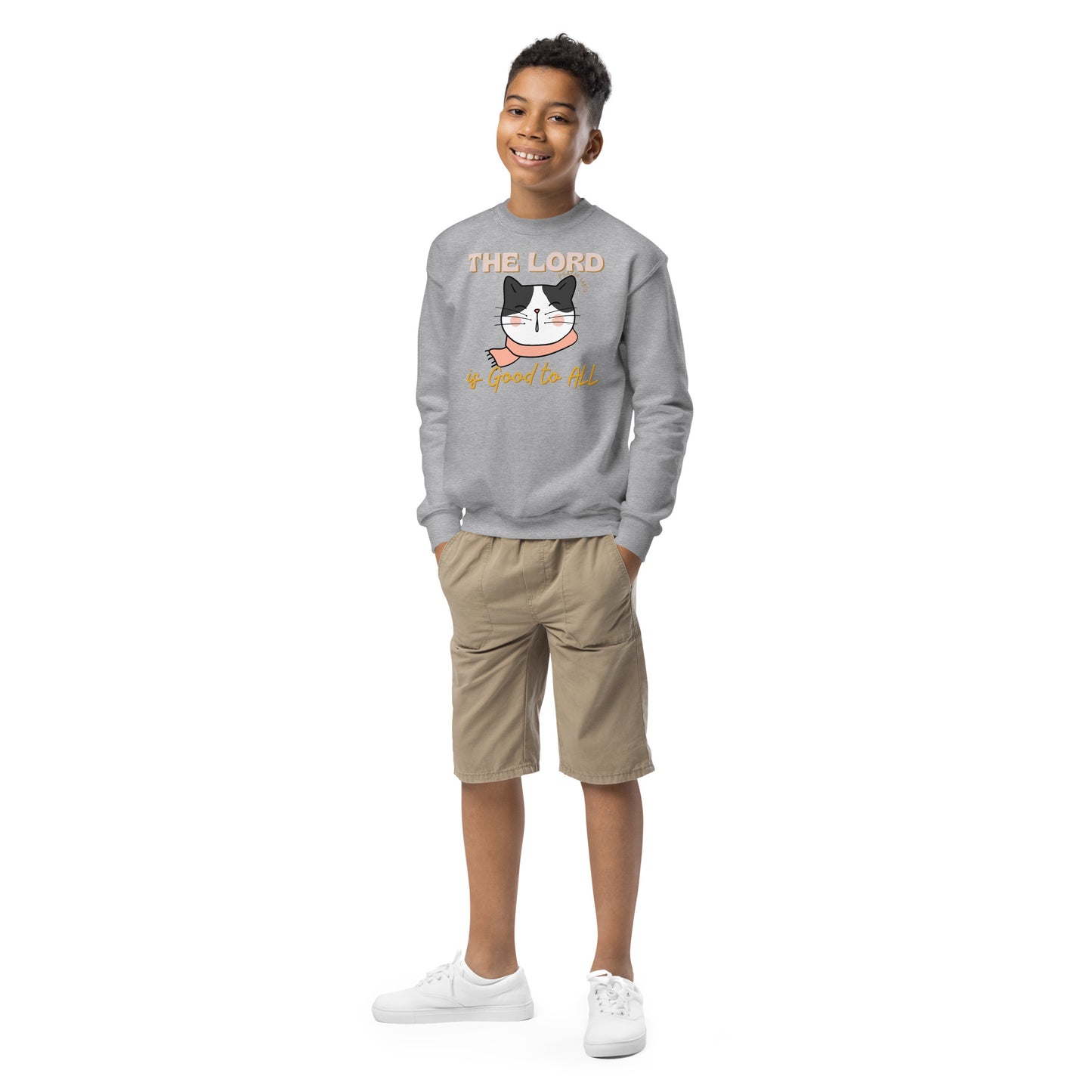 The Lord is Good to All", Psalm 145:9, Youth crewneck sweatshirt