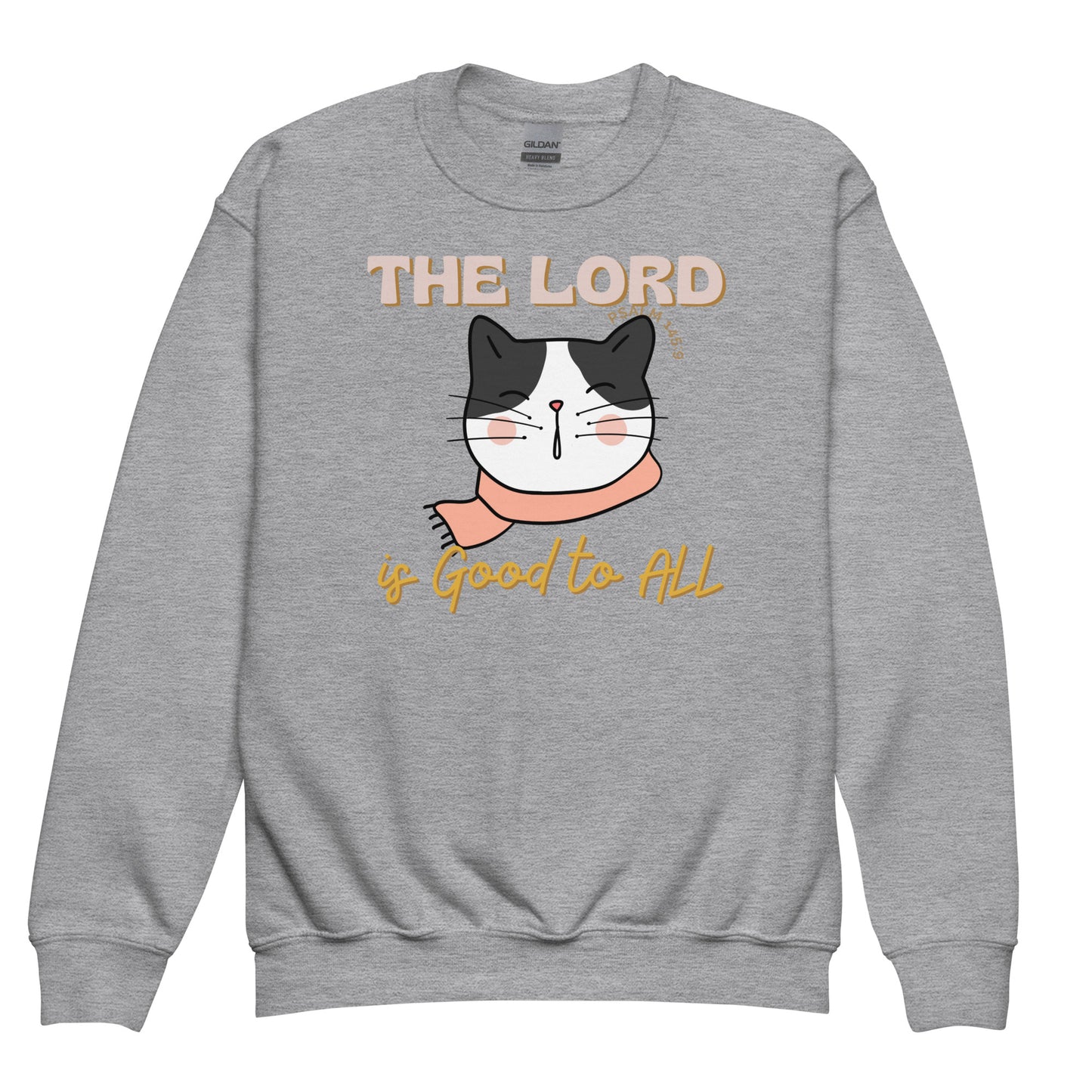 The Lord is Good to All", Psalm 145:9, Youth crewneck sweatshirt