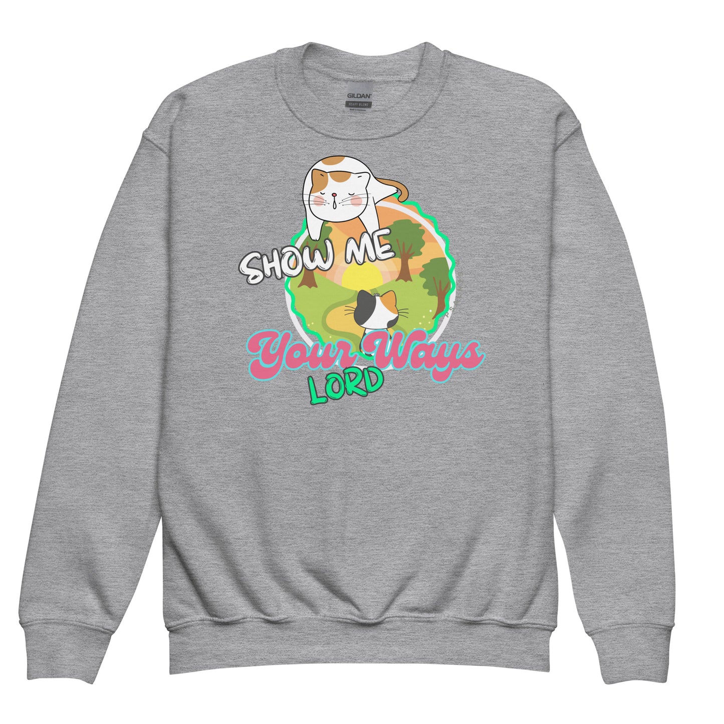 Show Me Your Ways, Lord", Psalm 25:4, Youth crewneck sweatshirt