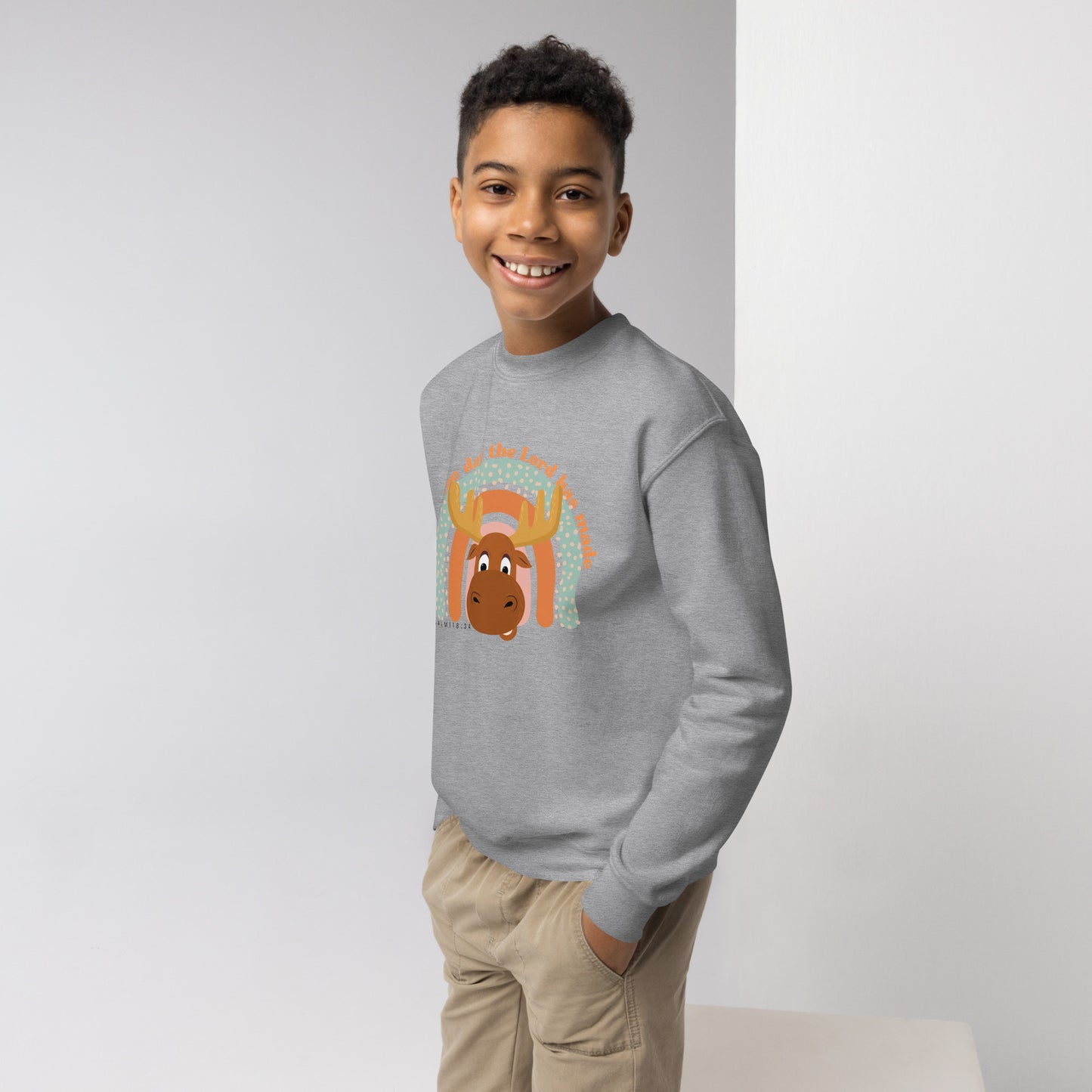 This is the Day the Lord Has Made, Psalm 118:24, Youth crewneck sweatshirt