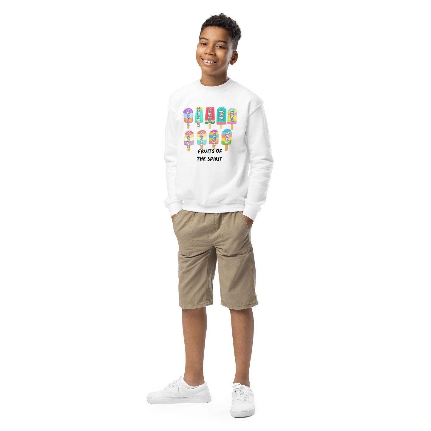 Fruits of the Spirit, Galatians 5:22-23, Youth crewneck sweatshirt