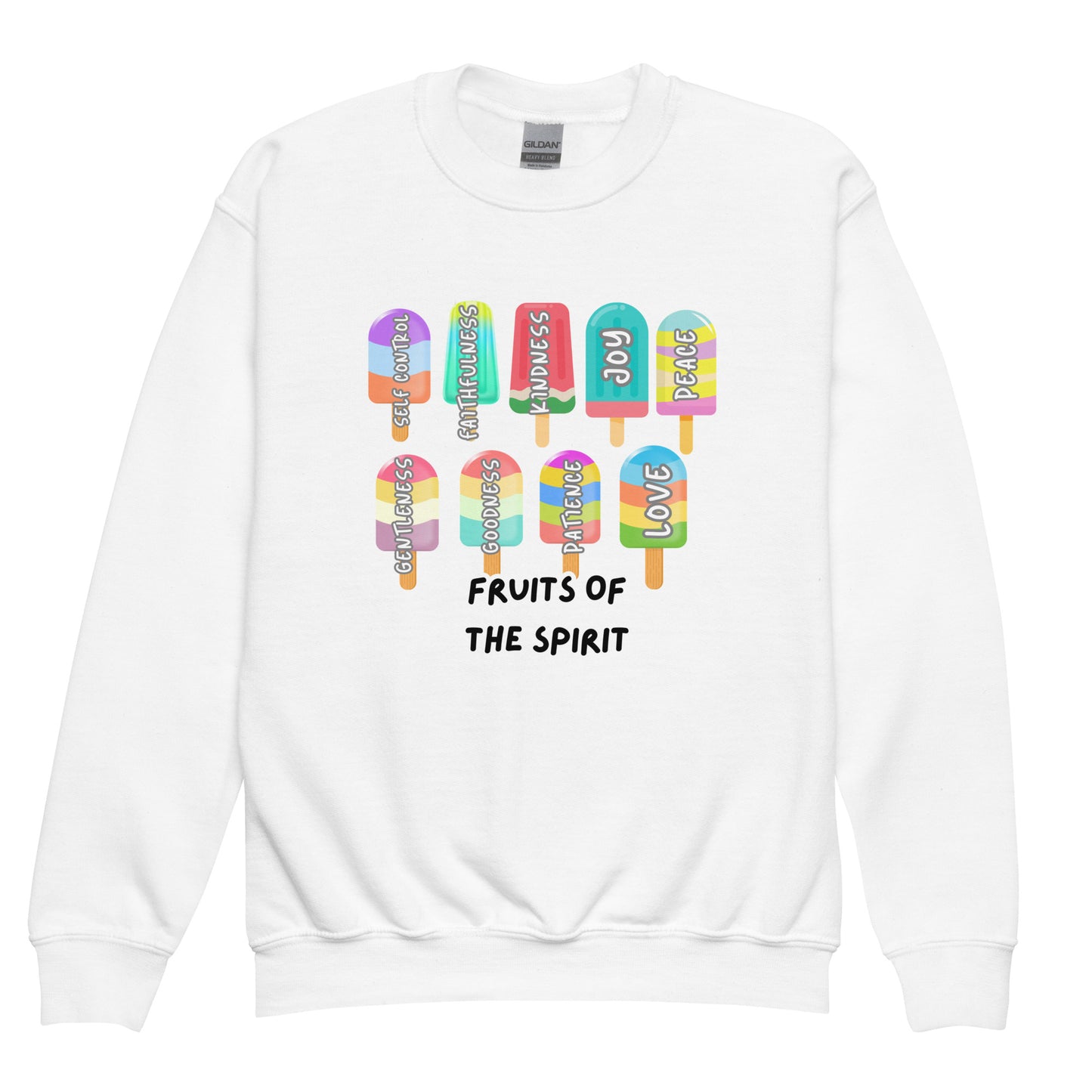 Fruits of the Spirit, Galatians 5:22-23, Youth crewneck sweatshirt