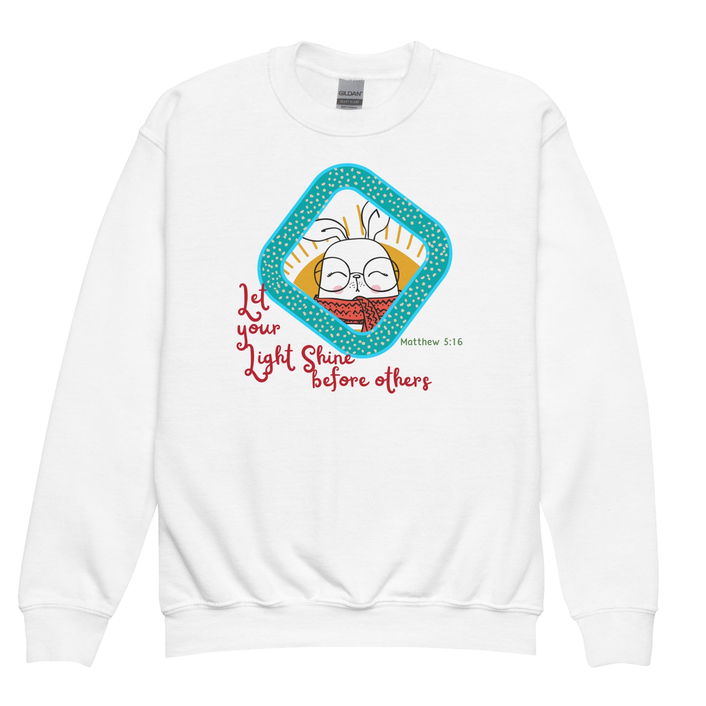 Let Your Light Shine Before Others ,Matthew 5:16,  Youth crewneck sweatshirt