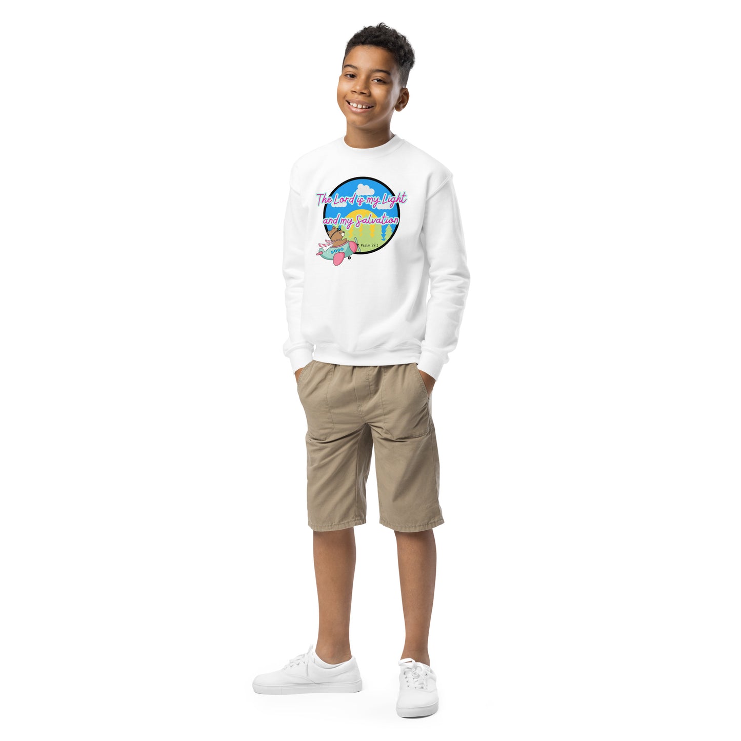 The Lord is My Light and My Salvation, Psalm 27:1, Youth crewneck sweatshirt