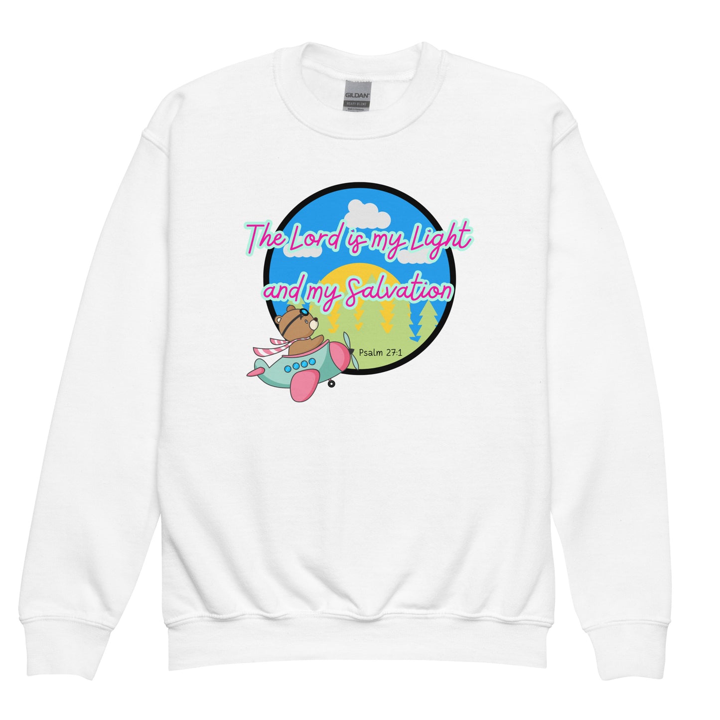 The Lord is My Light and My Salvation, Psalm 27:1, Youth crewneck sweatshirt