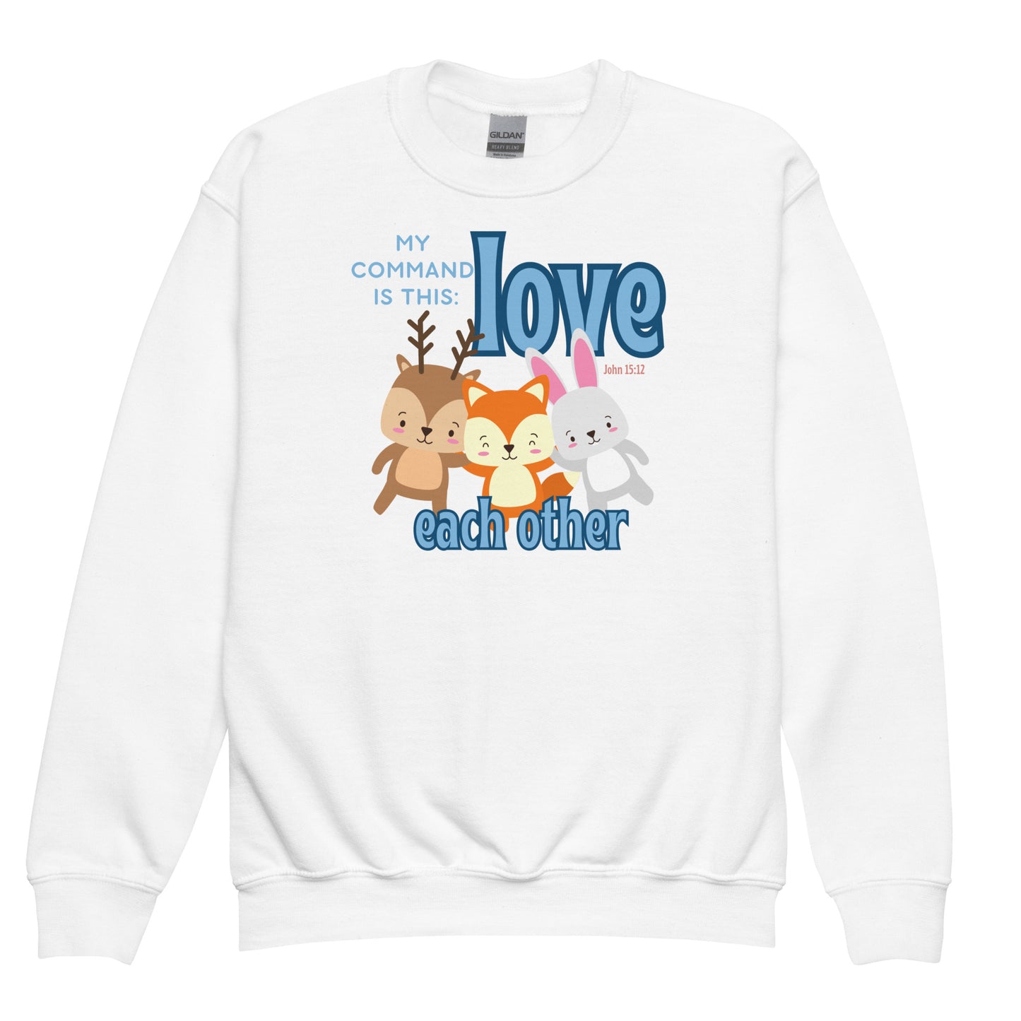 Love Each Other as I Have Loved You, John 15:12, Youth crewneck sweatshirt