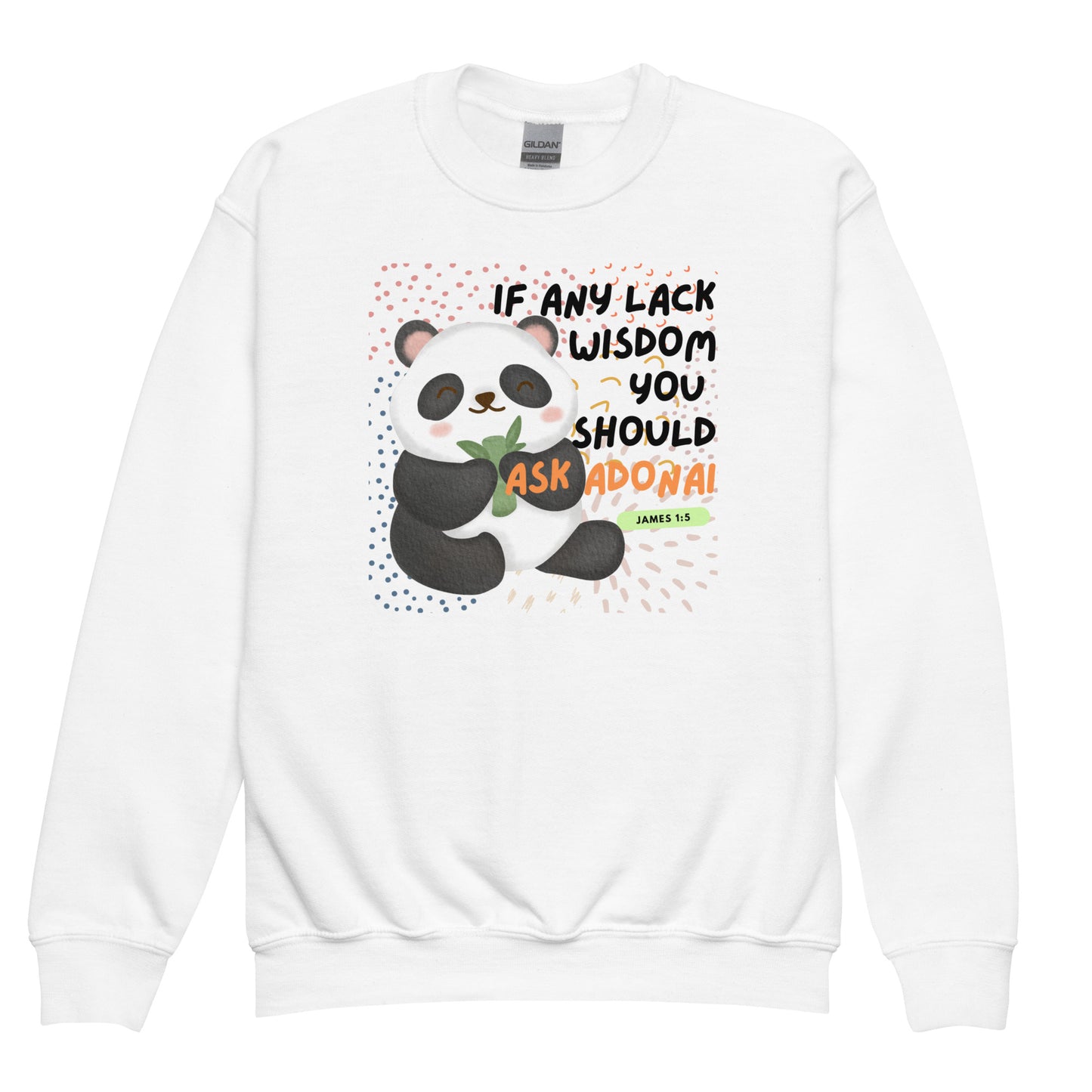 If Any Lack Wisdom, Ask Adonai, James 1:5, Youth crewneck sweatshirt