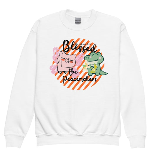 Blessed Peacemakers, Matthew 5:9, Youth crewneck sweatshirt