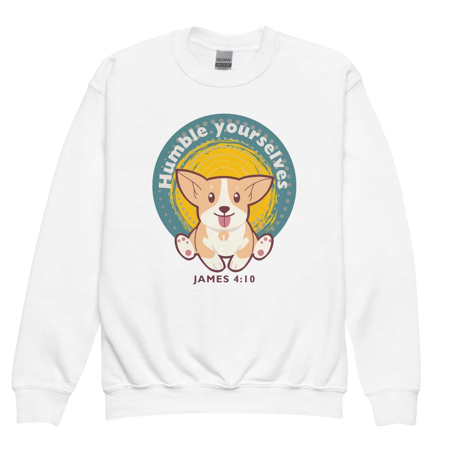 Humble yourselves in the sight of the Lord, and he shall lift you up", James 4:10, Youth crewneck sweatshirt