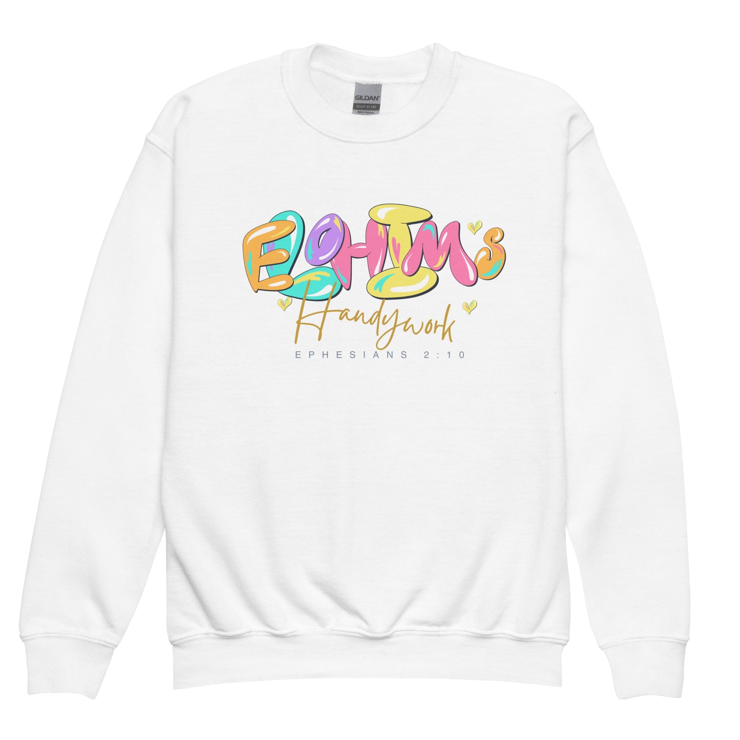 Elohim's handiwork", Ephesians 2:10, Youth crewneck sweatshirt