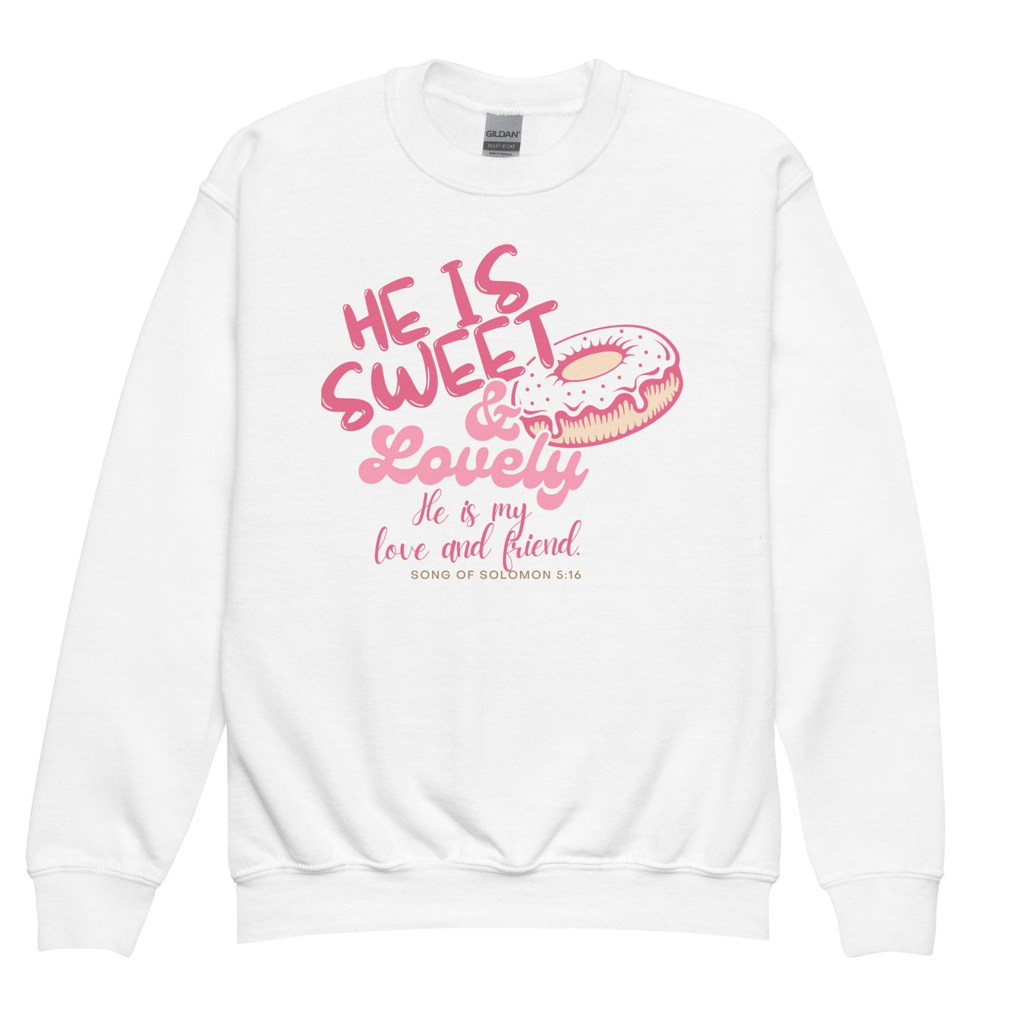 He Is Sweet and Lovely", Song of Solomon 5:16, Youth crewneck sweatshirt