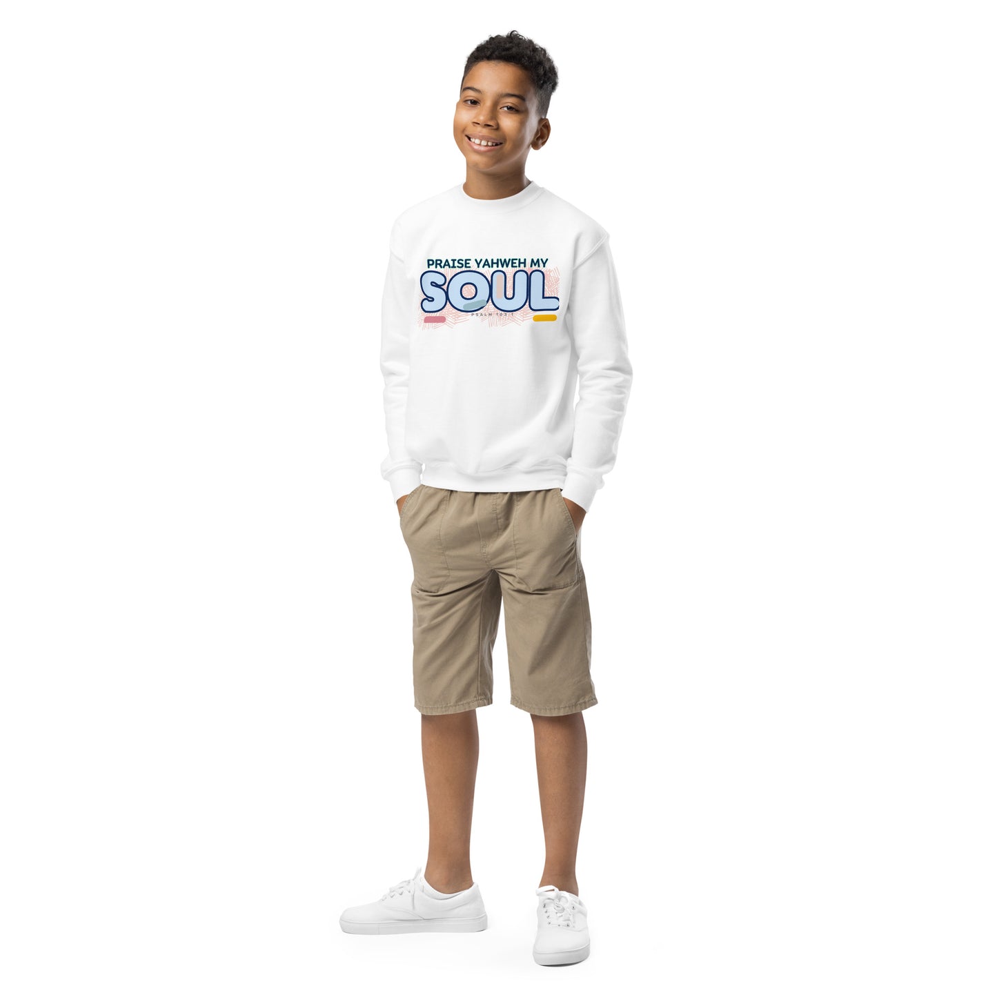 Praise Yahweh, my soul", Psalm 103:1, Youth crewneck sweatshirt