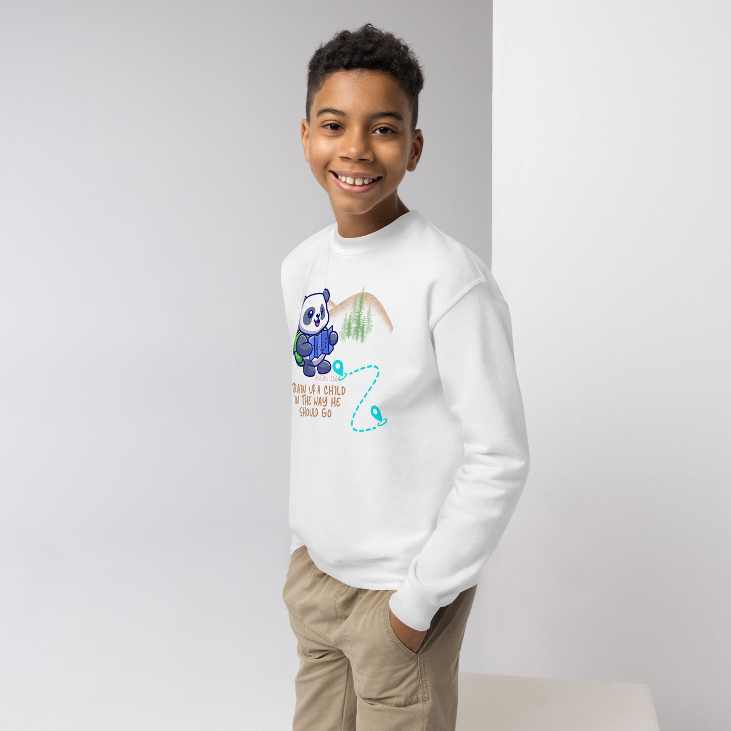 Train Up a Child,  Proverbs 22:6, Youth crewneck sweatshirt